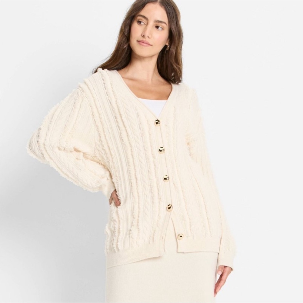 Women's Cream Cable Knit Cardigan Target Future Collective NEW - Picture 2 of 10